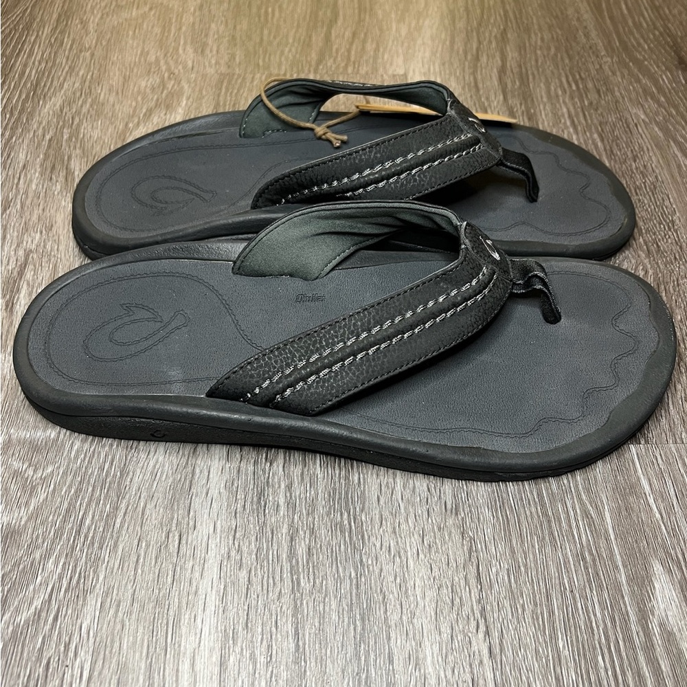 OluKai Men’s Ohana Flip Flop Thong Sandal Black/Dark Shadow US Size 13 - Picture 4 of 7